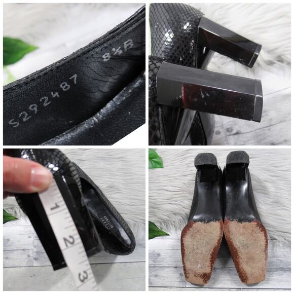 STUART WEITZMAN Vintage Black Snakeskin Embossed Pumps Women’s Size 8.5 - Picture 11 of 12